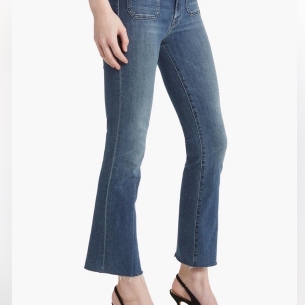 Mother Hustler Patch Pocket High Waist Ankle Fringe Jeans NEW WITHOUT TAGS sz 32